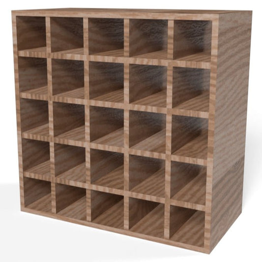 Solid Oak 25 Bottles Cube Wine Rack - Wine Rack Store