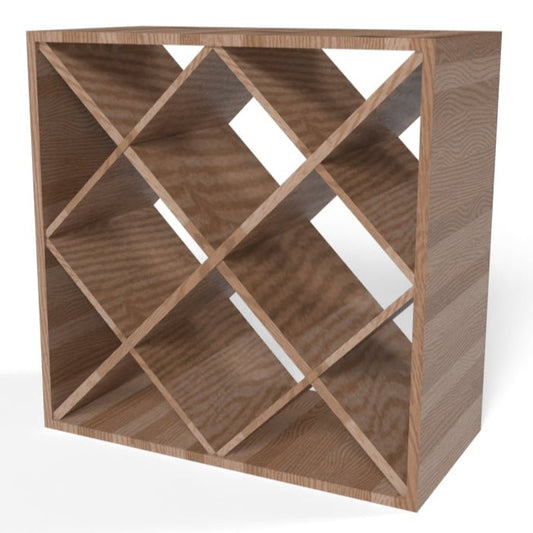 Solid Oak Diamond Cube 30 Bottles Wine Rack - Wine Rack Store