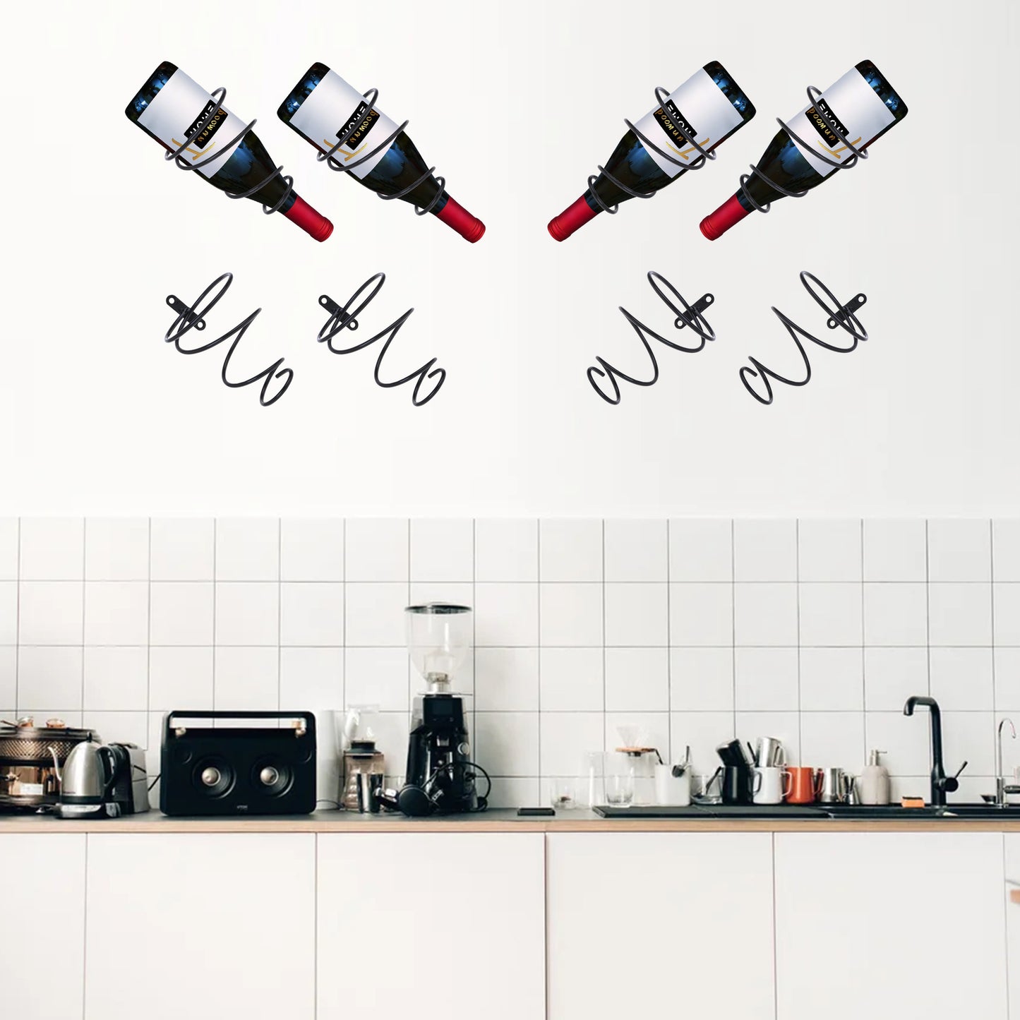 Hanging Wine Rack Hollow Wall Decoration Black