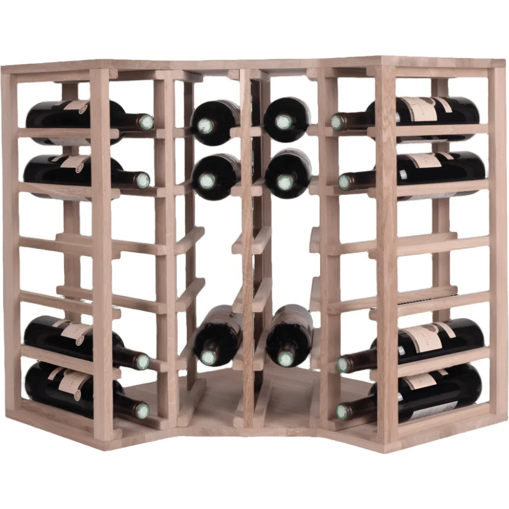 Wine Oak Racking 24 Bottle Solid American Oak Modular Corner Wine Rack | Cellar Shop
