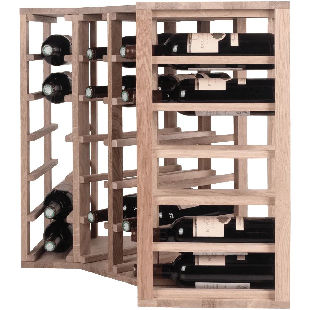 24 Bottle Solid American Oak Modular Corner Wine Rack | Cellar Shop