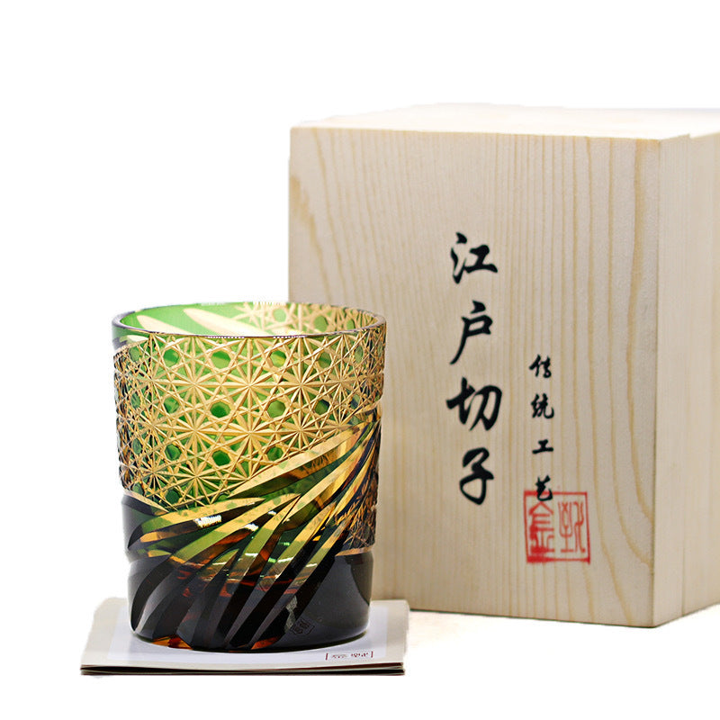 Edo Kiriko Japanese Sake  Whiskey Glass Hand Carved