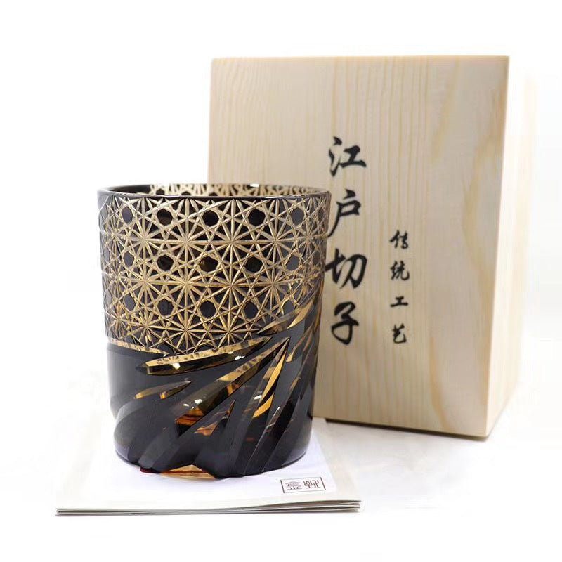 Edo Kiriko Japanese Sake  Whiskey Glass Hand Carved