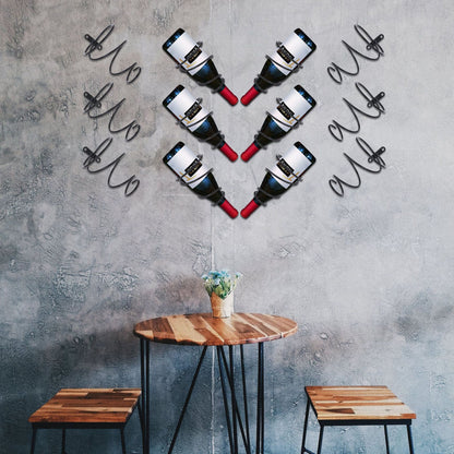 Hanging Wine Rack Hollow Wall Decoration Black