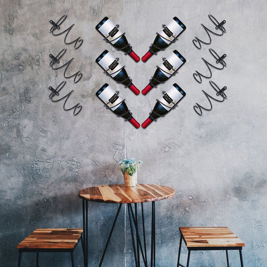 Hanging Wine Rack Hollow Wall Decoration Black
