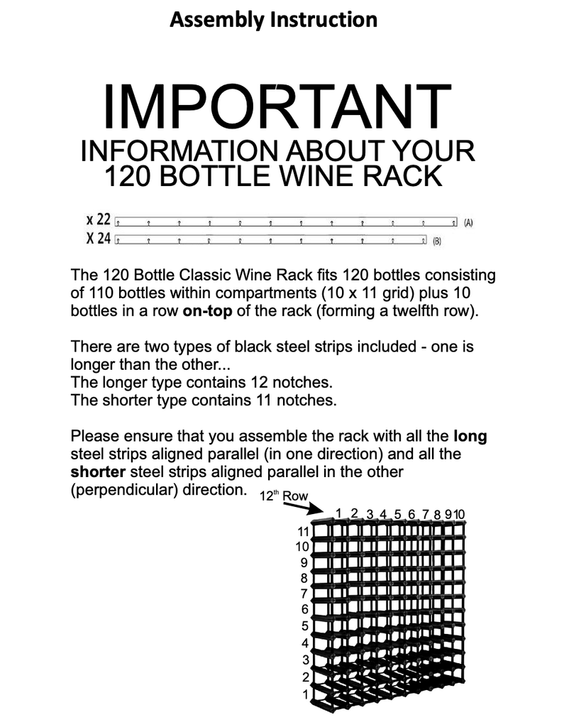 120 Bottles Classic Wine Rack | Cellar Shop | Wine Racks | Assembly Instruction