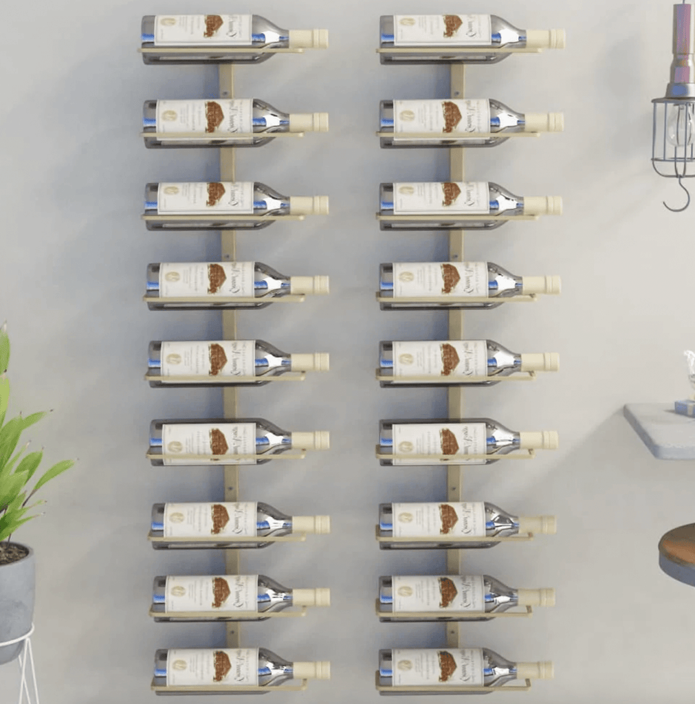9 Bottles Wall Mounted Wine Rack | Gold |  Wine Pegs | Cellar Shop | Wall Mounted | Wine Rack